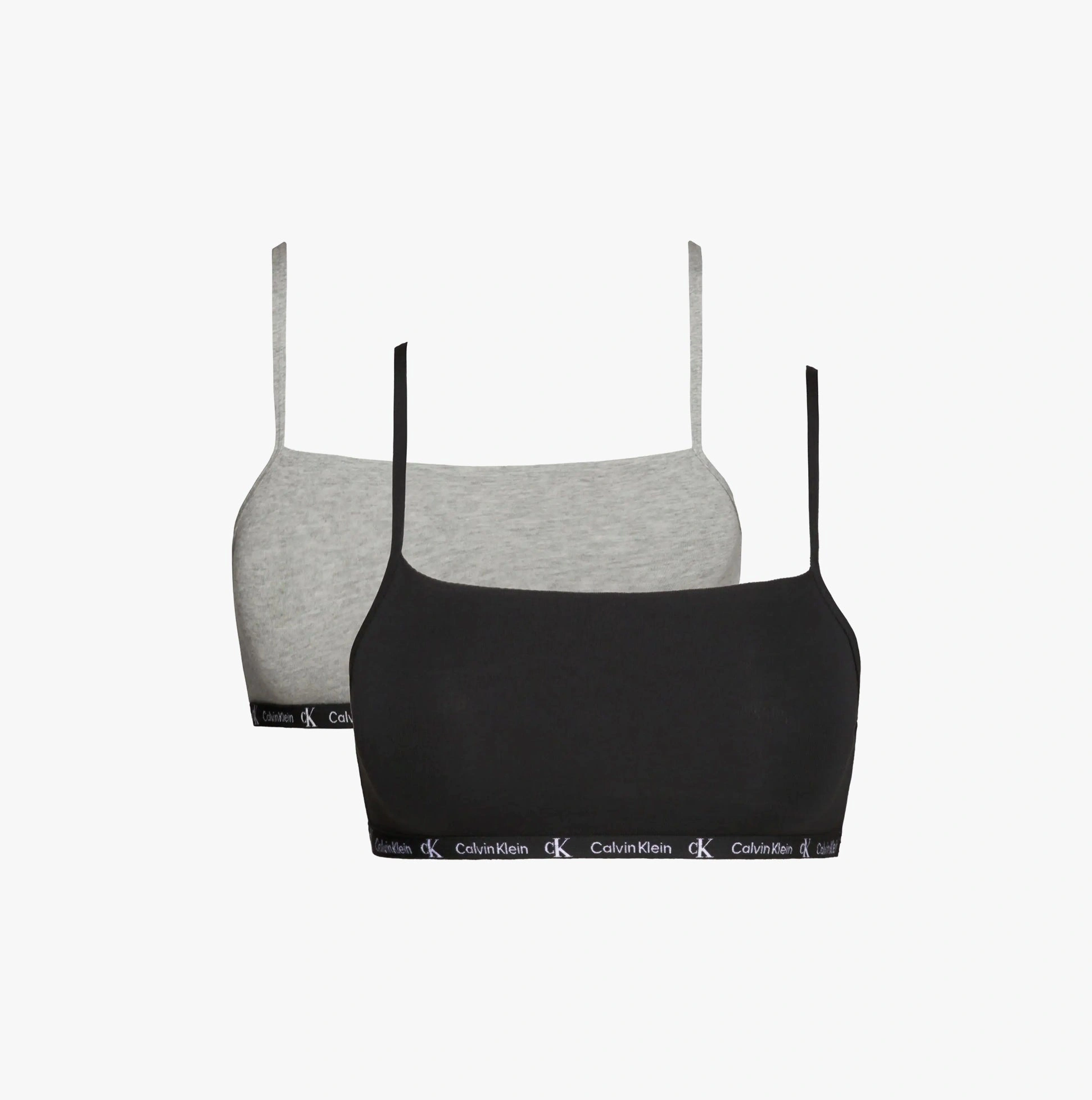 Calvin Klein 90s Cotton Bralette: Effortless Black & Grey Heather Comfort.