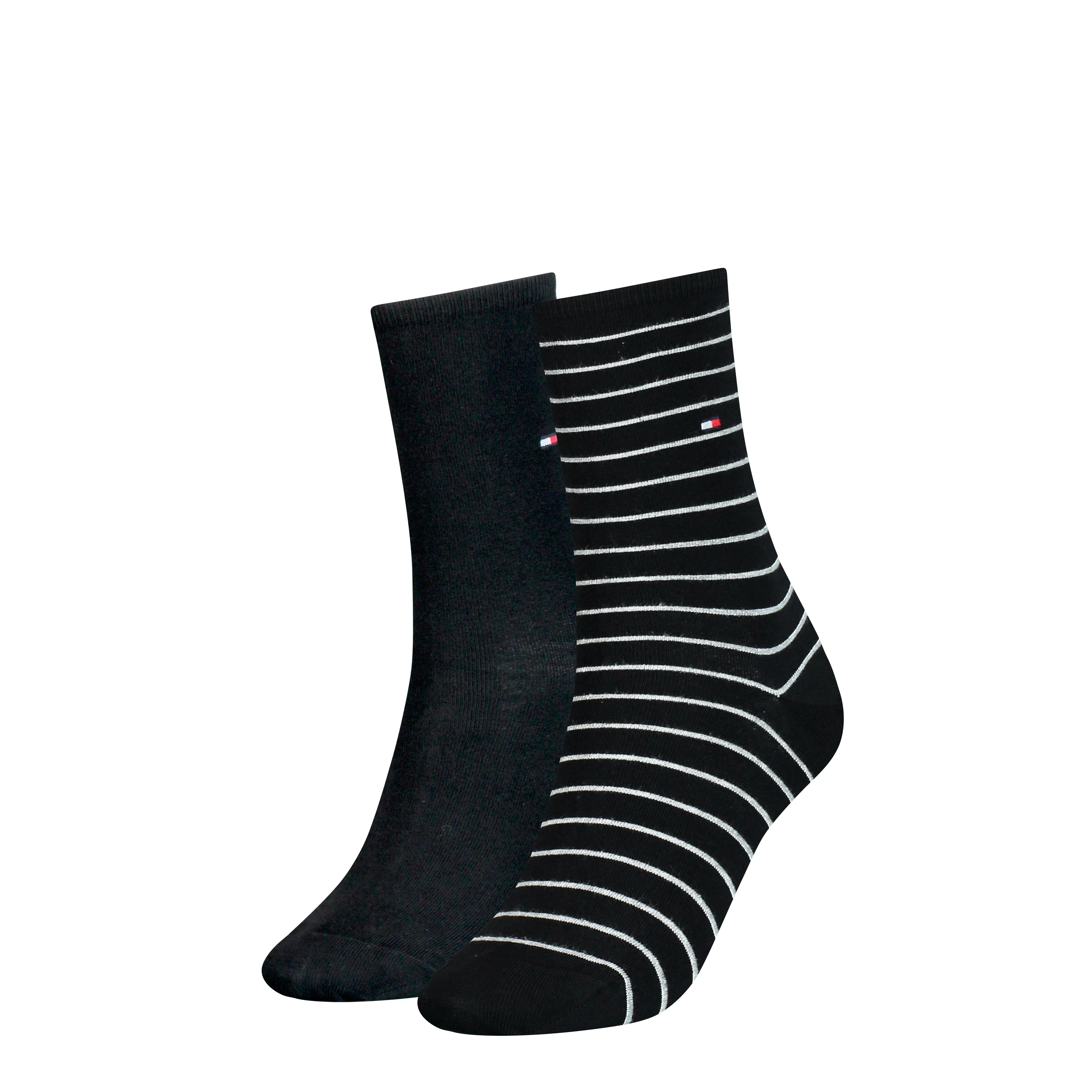 Tommy Hilfiger: Double the Style, Black Stripe Crew Socks for Her.